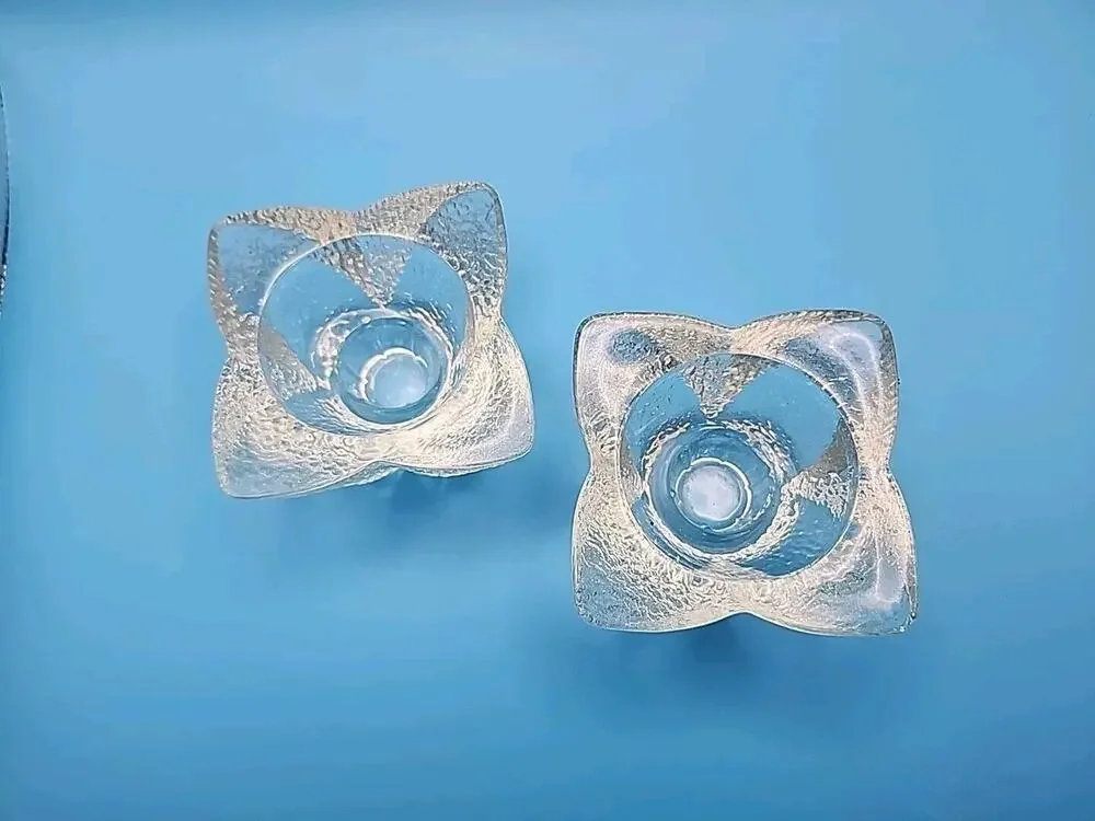 Vintage Glass Candle Holders Flower Design 3